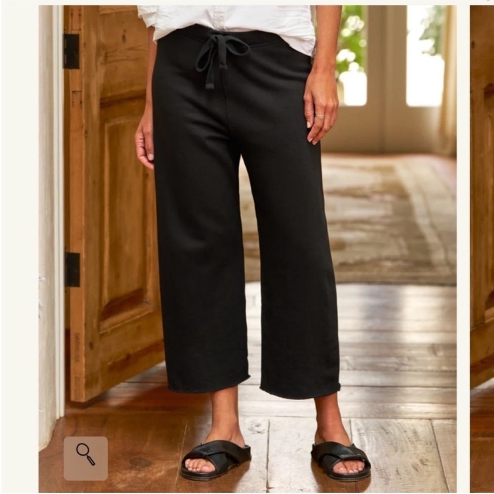 Frank and Eileen CATHERINE Favorite Sweatpant Black Cropped Wide Leg Sz M